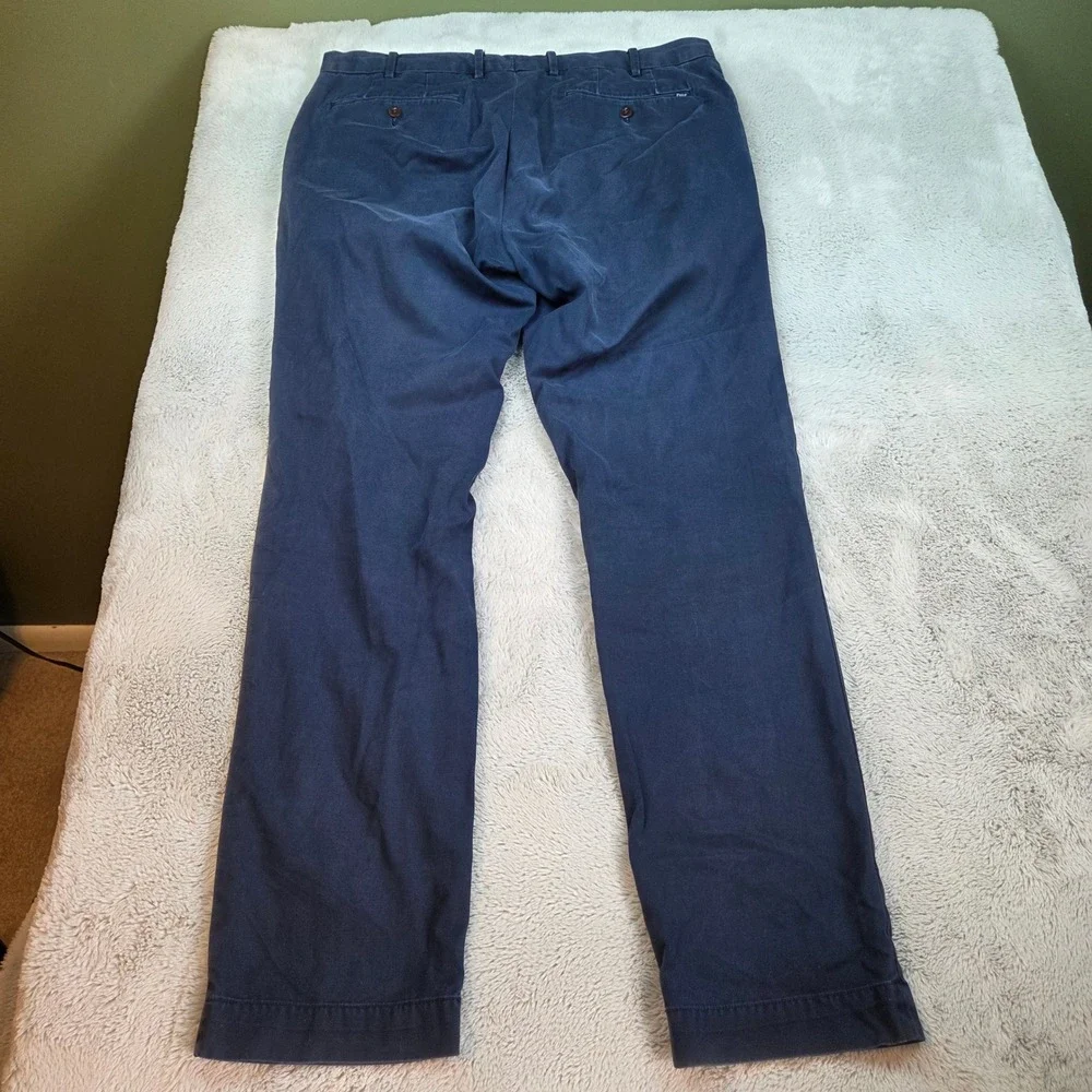 Polo Ralph Lauren Chino Pants Mens 35/32 Slim Fit Flat Front Cotton Navy Blue